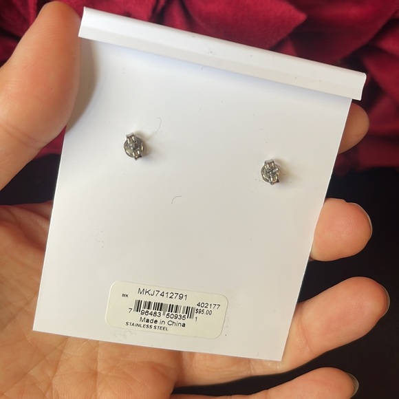 NEW MICHAEL KORS ASTOR LOCK ROSE GOLD-TONE CRYSTAL PAVE' EARRINGS MSRP $95.00 - Picture 5 of 6